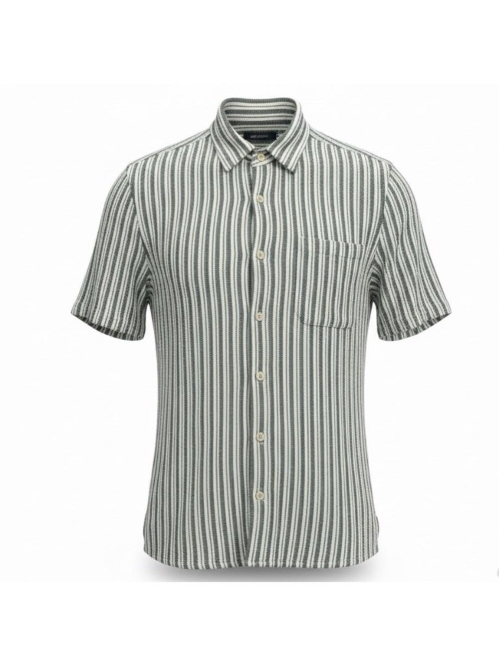 Zara Mens White & Black Striped Short Sleeve Relaxed Fit Shirt Sz M